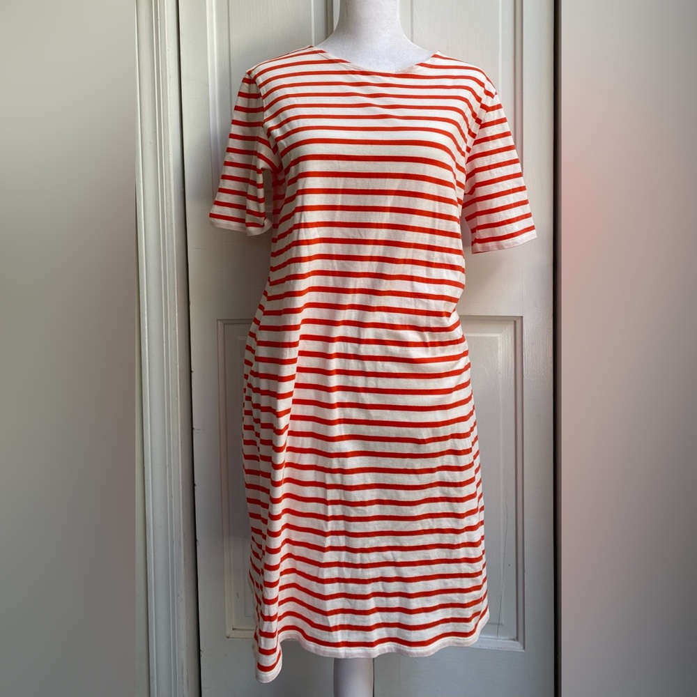 NWT KULE Poppy and White Stripe Short-Sleeve Cotton Dress size S